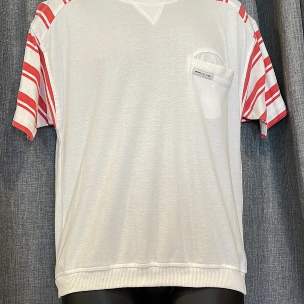 Vintage Members Only Mens  Shirt White /Red Size Large 90s